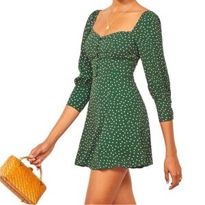 REFORMATION Lumiere Green Polka Dot Rosemary Mini Dress NEW Size 6